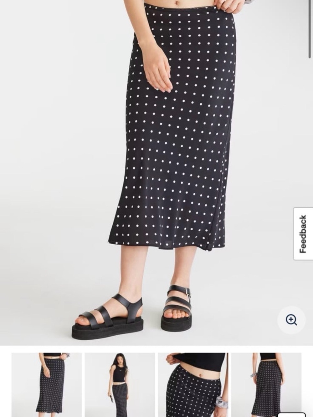 Aeropostale Black Polka Dot Midi Skirt